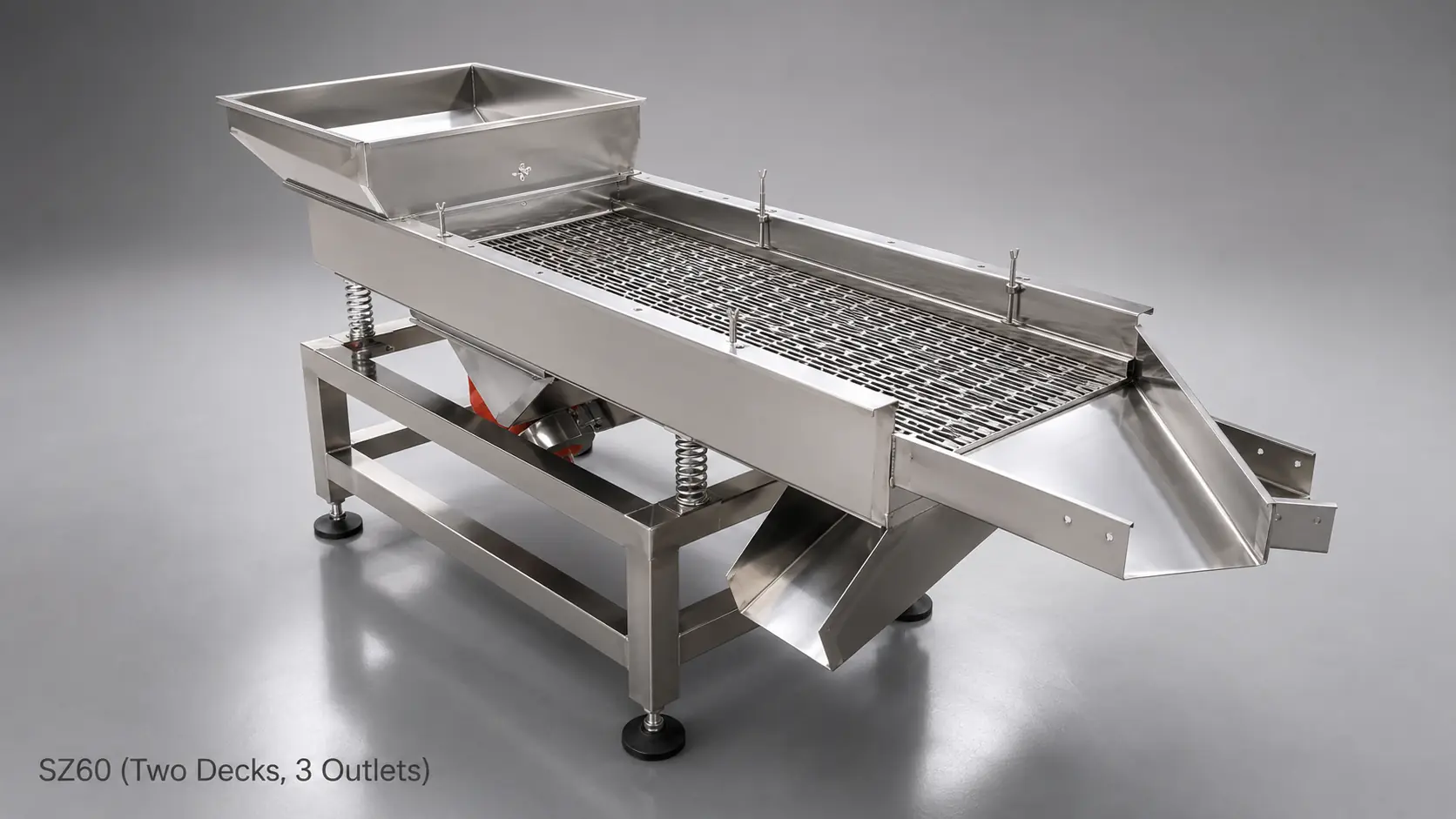 SZ60 2-layer, 3 outlets linear vibrating screen for plastic granule screening