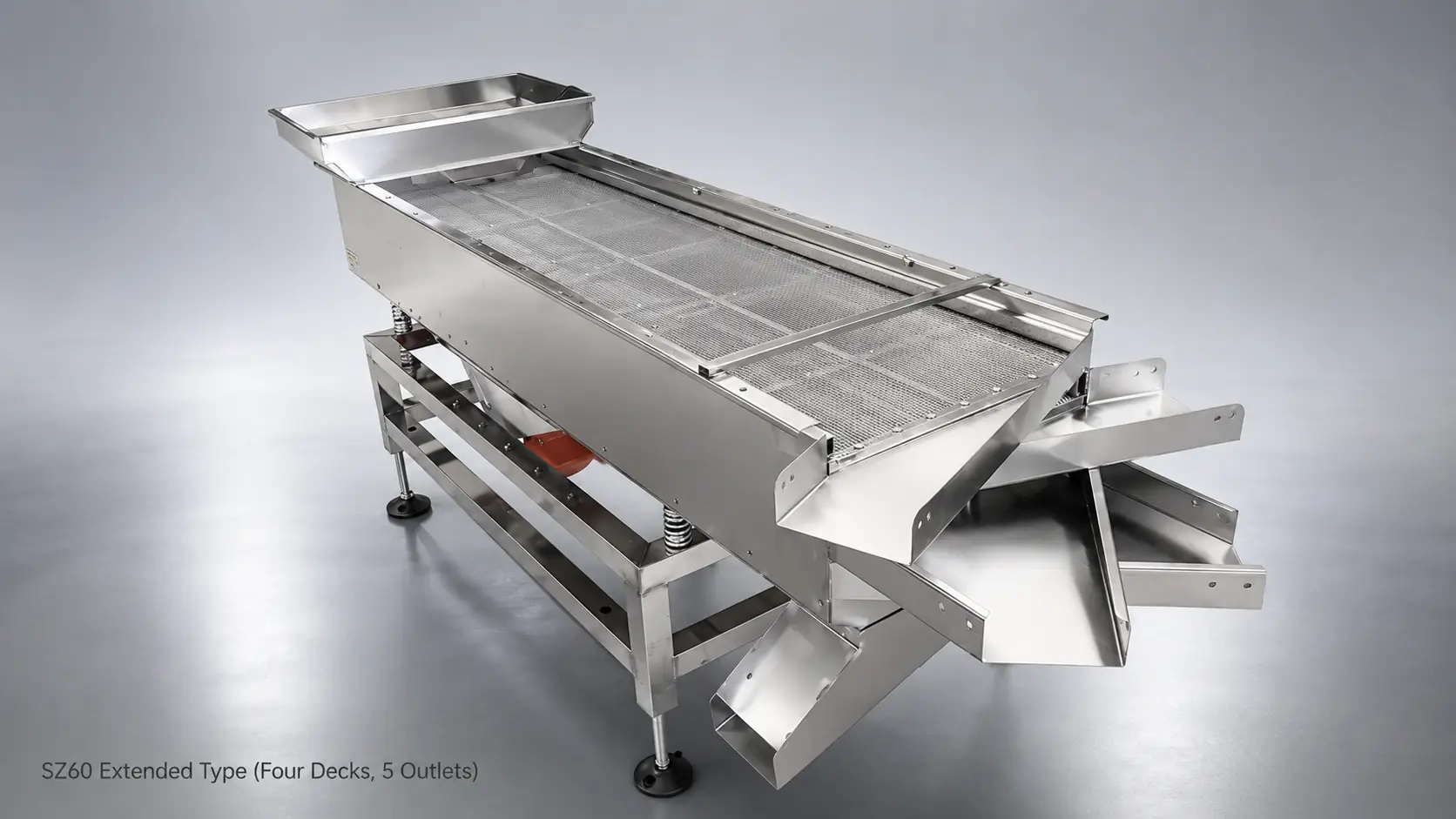 SZ60 Extended 4-layer, 5 outlets linear vibrating screen for plastic granule screening