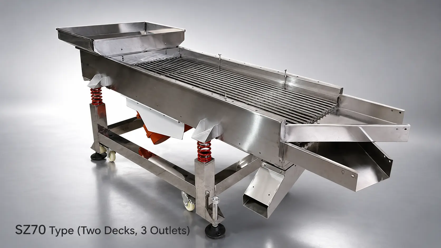 SZ70 2-layer, 3 outlets linear vibrating screen for plastic granule screening