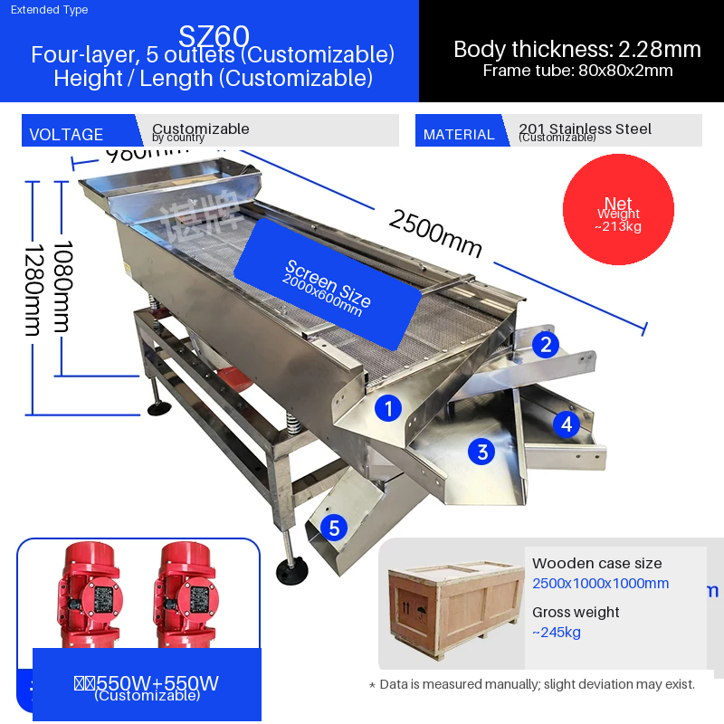 ZXS-020 linear vibrating screen parameter drawing for plastic granule screening
