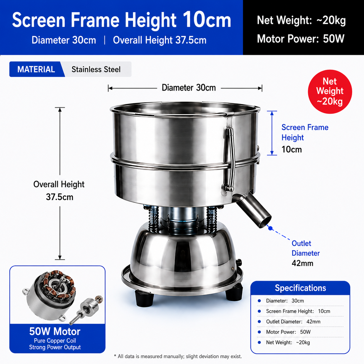 YCHH0300-10CM low-frequency vibrating screen parameter drawing for tea leaf grading